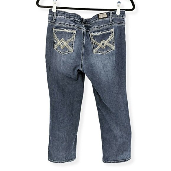 Earl Jeans Denim Embroidered Rhinestone Embellished Straight Leg Women's 14P - Picture 2 of 10